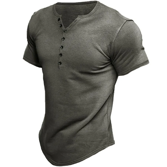 T-shirt décontracté pour homme de couleur unie à manches courtes