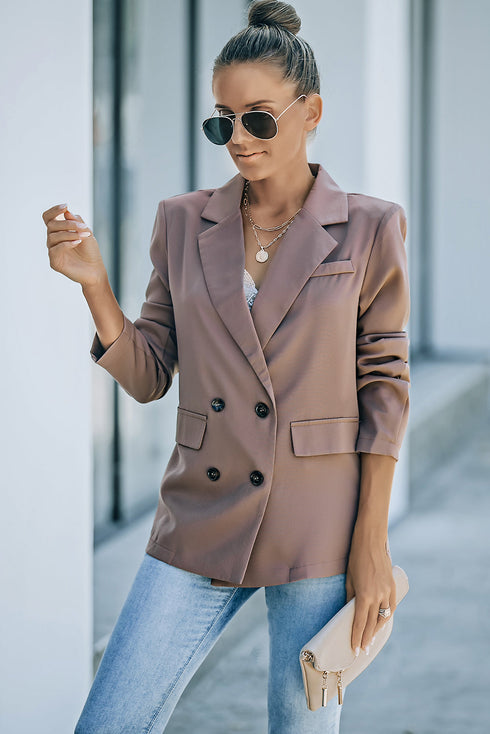 Veste élégante pour femme avec fermeture à double boutonnage et poches stylées