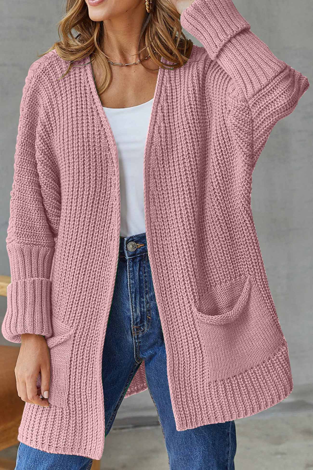 Cardigan Long Ouvert avec Nœud - Pour un Style Décontracté Chic