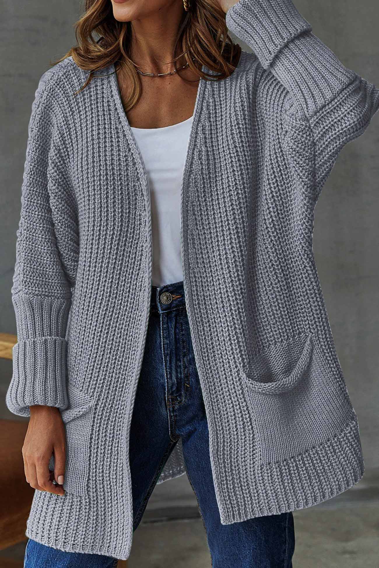 Cardigan Long Ouvert avec Nœud - Pour un Style Décontracté Chic