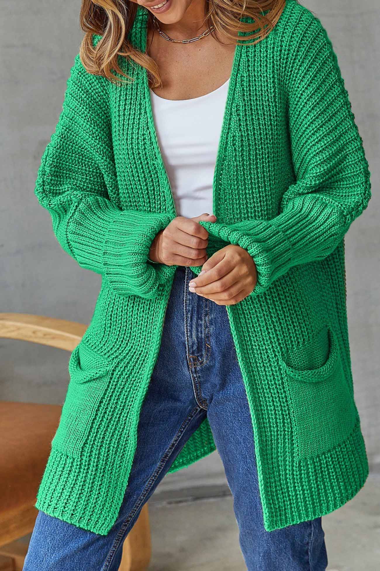 Cardigan Long Ouvert avec Nœud - Pour un Style Décontracté Chic