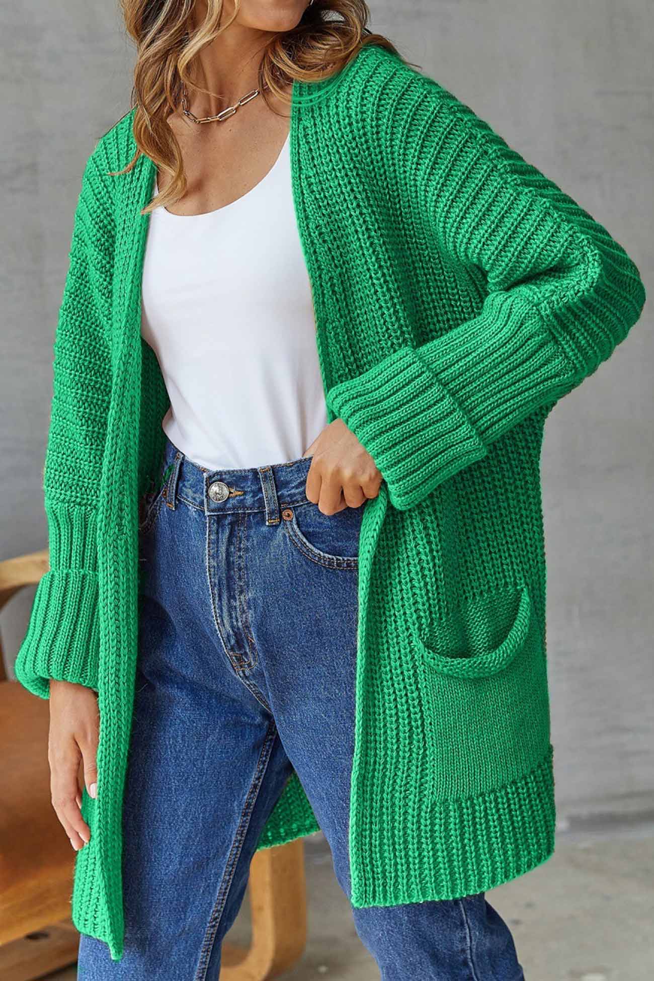 Cardigan Long Ouvert avec Nœud - Pour un Style Décontracté Chic