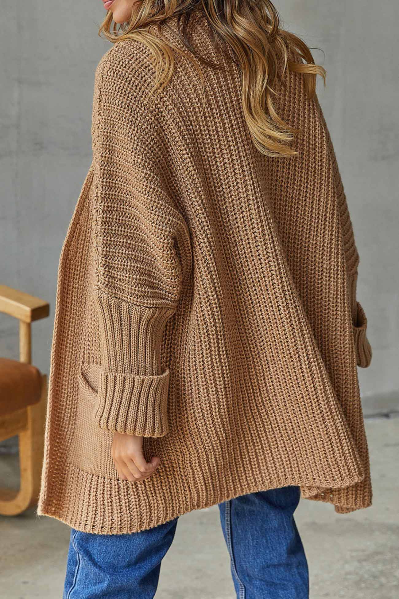 Cardigan Long Ouvert avec Nœud - Pour un Style Décontracté Chic