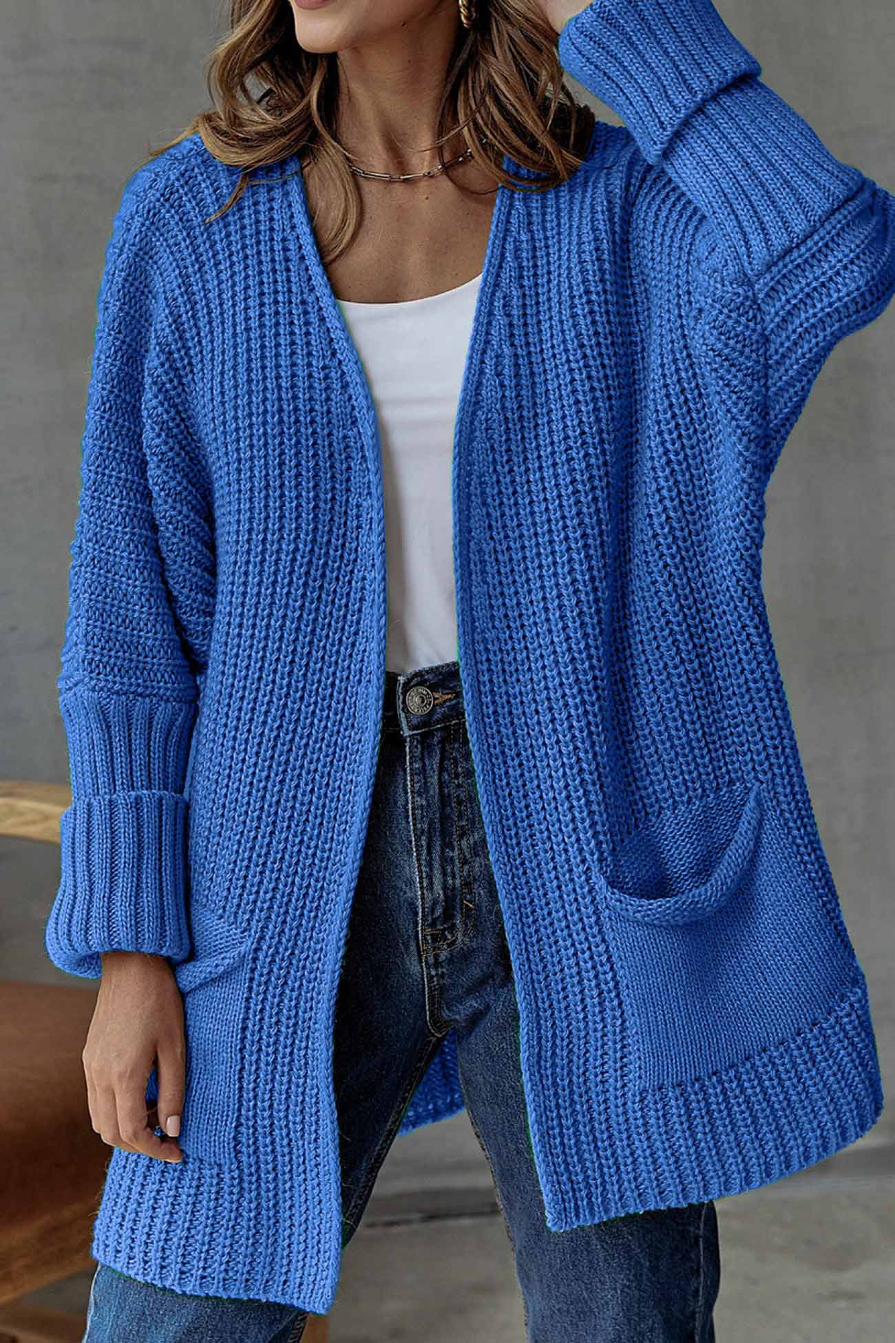 Cardigan Long Ouvert avec Nœud - Pour un Style Décontracté Chic