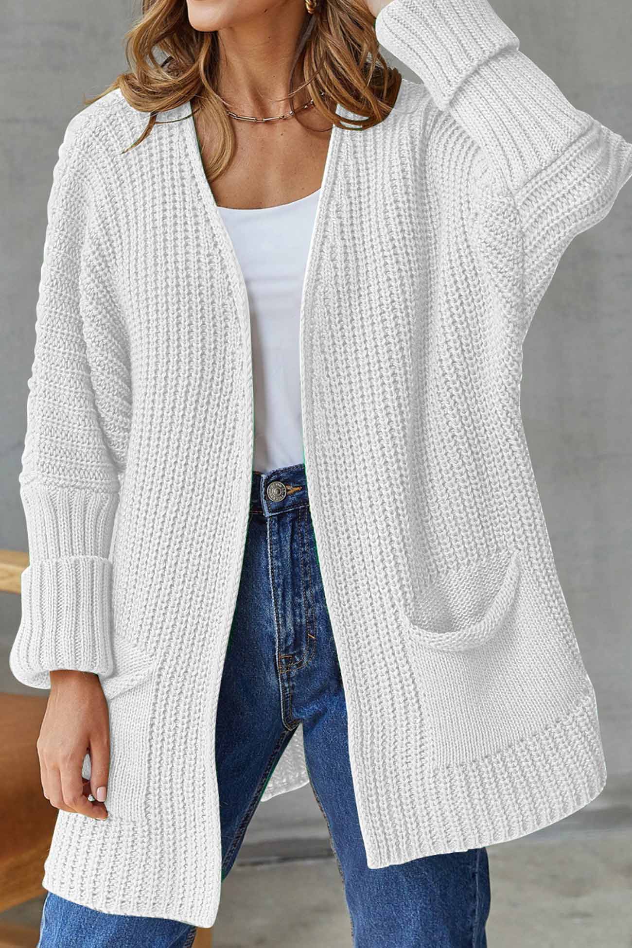 Cardigan Long Ouvert avec Nœud - Pour un Style Décontracté Chic